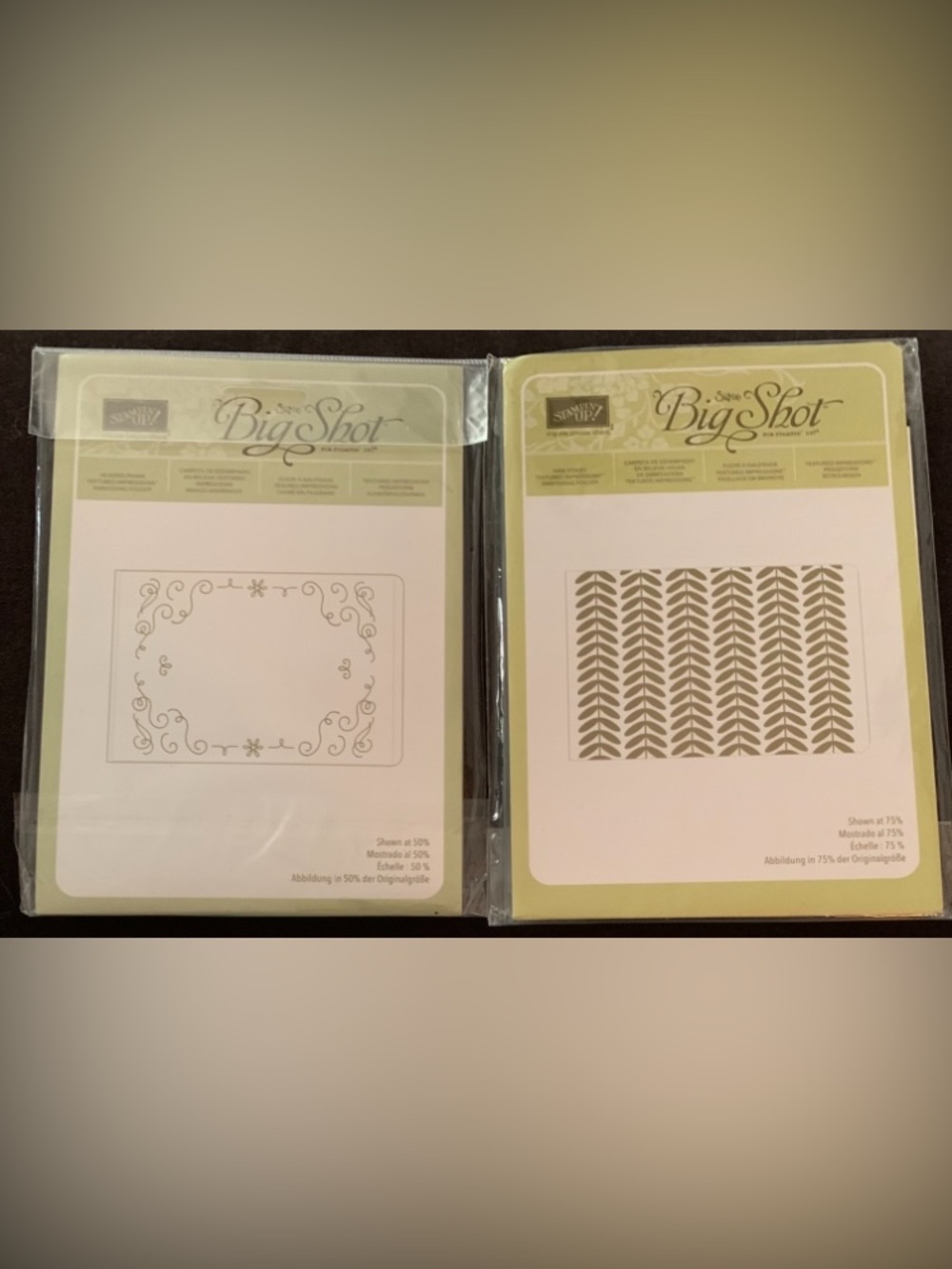 Stamp’in Up Leaf Vine Pattern & Scroll Frame Embossing Folders